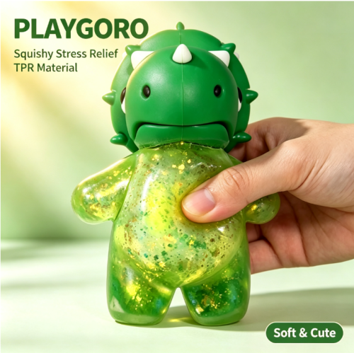 TPR Maltose Dinosaur Fidget Toy Set, Glitter Squeeze Toys for Rewards