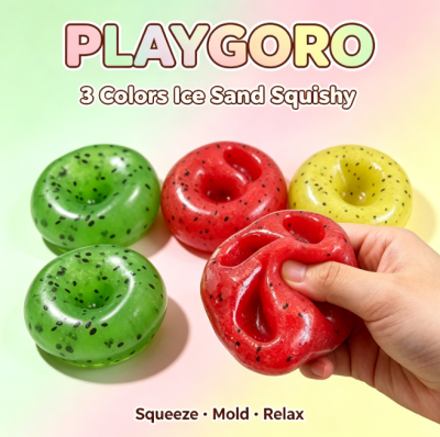 Kids Donut Slime Squishy Toys, 3 Pack Vaseline Filling Stress Toys