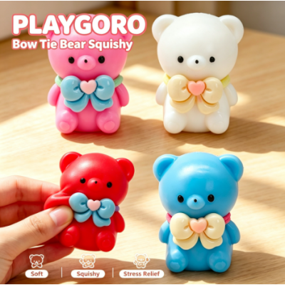 Bow Bear Flour Squishy, Cute Stress Relief Fidget Toy
