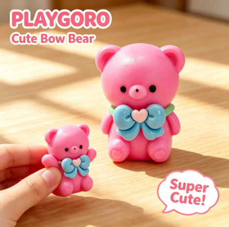 Bow Bear Flour Squishy, Cute Stress Relief Fidget Toy