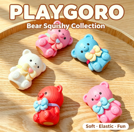 Bow Bear Flour Squishy, Cute Stress Relief Fidget Toy