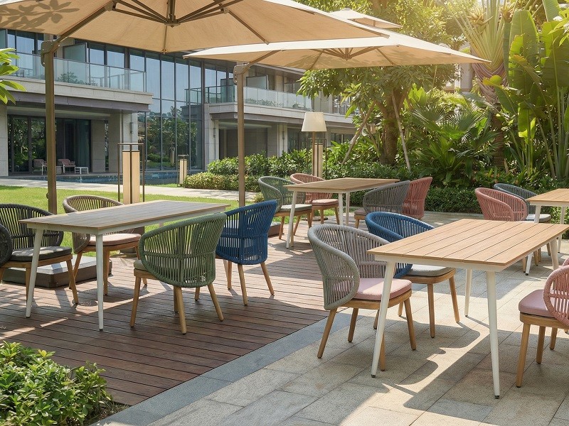 Modern Stackable Woven Rope Outdoor Hotel Dining Chair