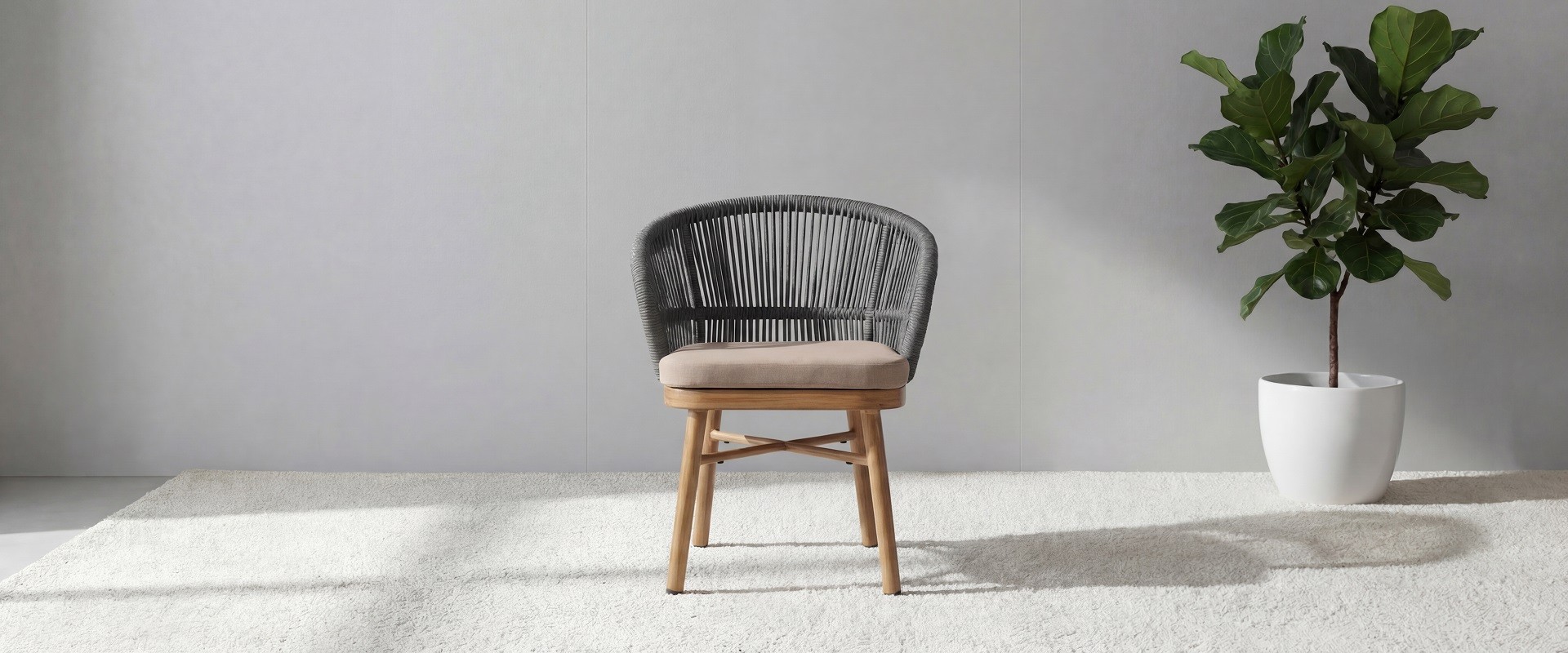 Modern Stackable Woven Rope Outdoor Hotel Dining Chair