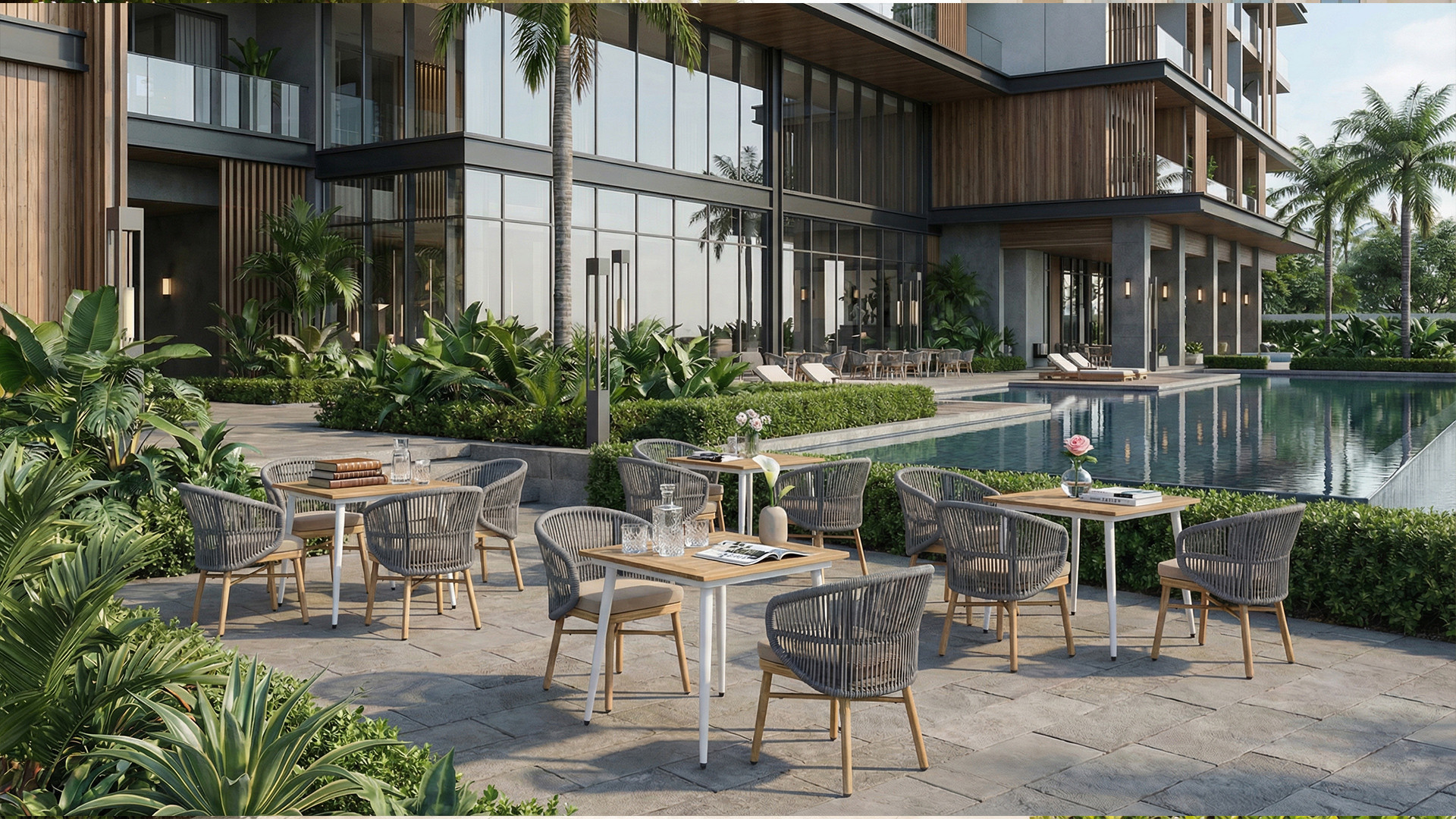 Modern Stackable Woven Rope Outdoor Hotel Dining Chair