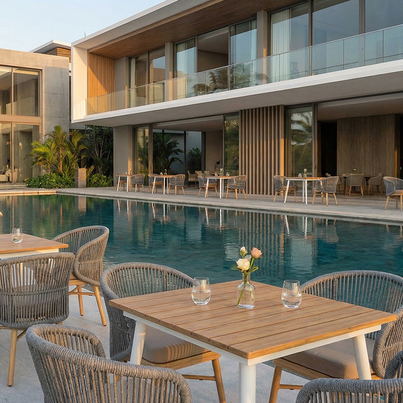 Modern Stackable Woven Rope Outdoor Hotel Dining Chair