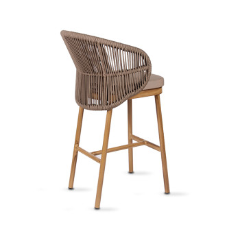 Nordic Rope Weaving Outdoor Hotel High Bar Chair