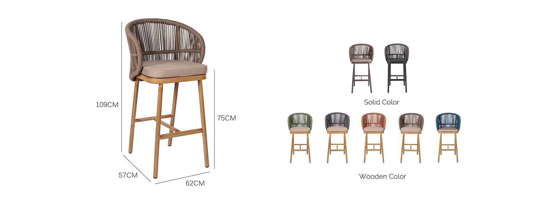 Nordic Rope Weaving Outdoor Hotel High Bar Chair 344MS-H75-ALU-ROFA (7)