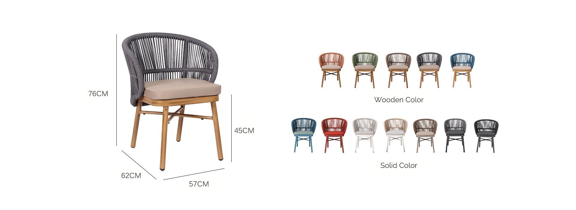 Modern Stackable Woven Rope Outdoor Hotel Dining Chair