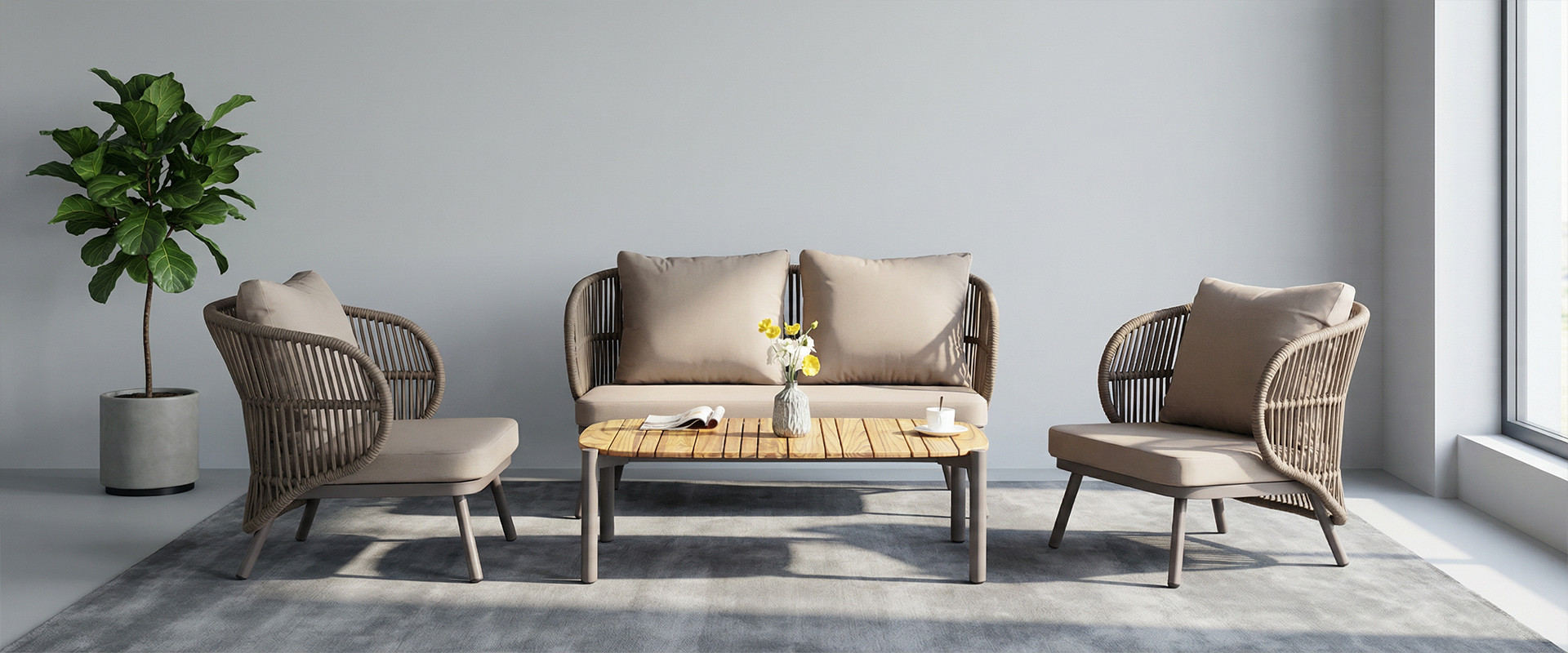 Rope Weave Outdoor Sofa Set