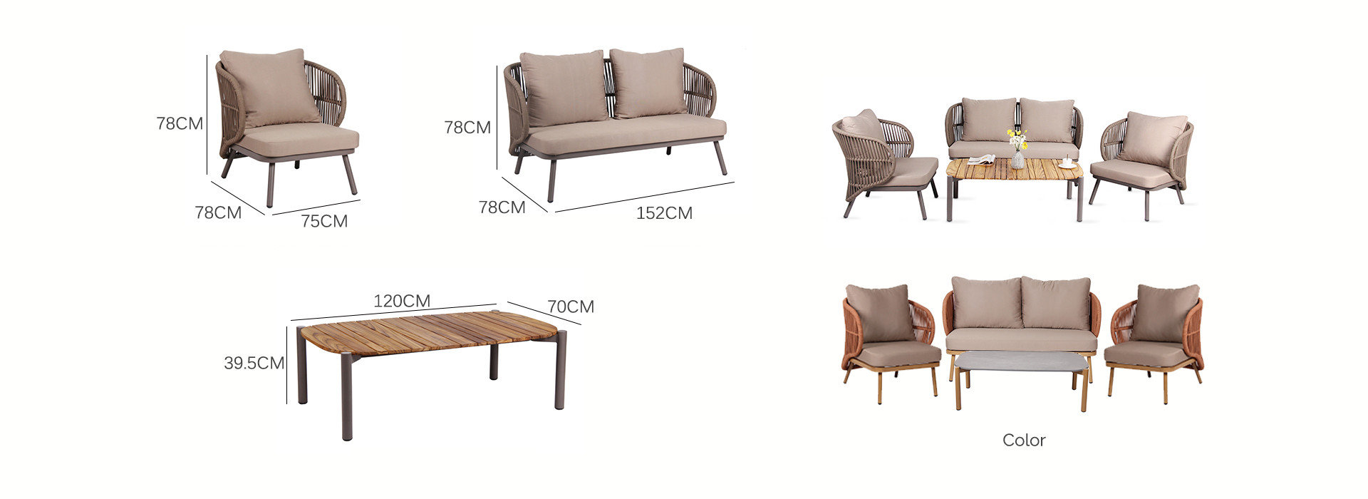 Rope Weave Outdoor Sofa Set