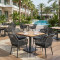 Teak Slatted Table Top Hotel Outdoor Coffee Table For Hospitality Venues