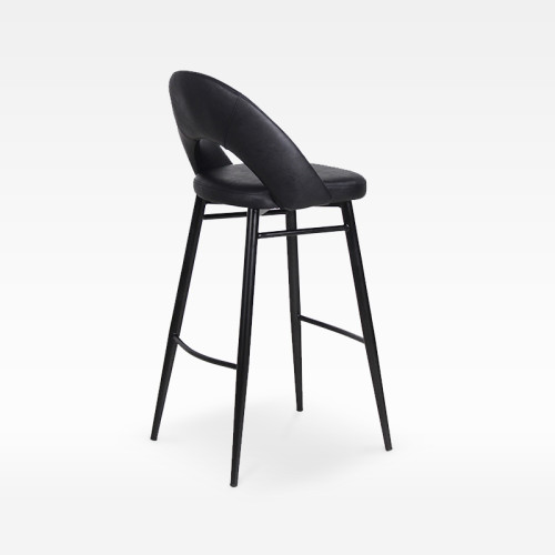 Faux Leather Bar Chair With Curved Open Backrest For Hotel Lobby Bar Restaurant