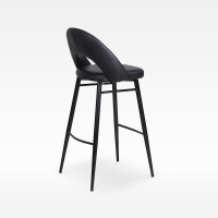Faux Leather Bar Chair With Curved Open Backrest For Hotel Lobby Bar Restaurant