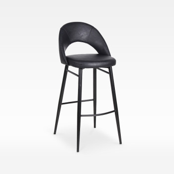 Faux Leather Bar Chair With Curved Open Backrest For Hotel Lobby Bar Restaurant