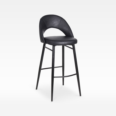 Faux Leather Bar Chair With Curved Open Backrest For Hotel Lobby Bar Restaurant