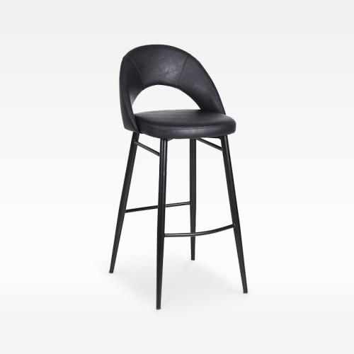 Faux Leather Bar Chair With Curved Open Backrest For Hotel Lobby Bar Restaurant