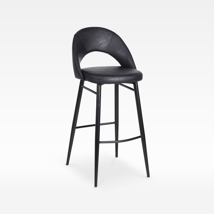 Faux Leather Bar Chair With Curved Open Backrest For Hotel Lobby Bar Restaurant