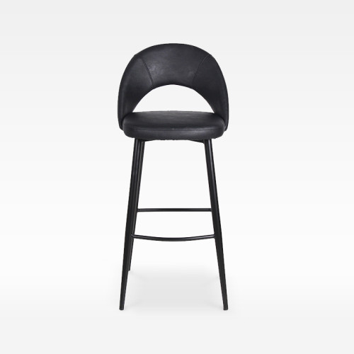 Faux Leather Bar Chair With Curved Open Backrest For Hotel Lobby Bar Restaurant