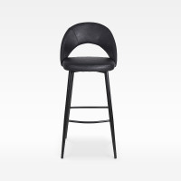 Faux Leather Bar Chair With Curved Open Backrest For Hotel Lobby Bar Restaurant