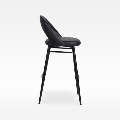 Faux Leather Bar Chair With Curved Open Backrest For Hotel Lobby Bar Restaurant