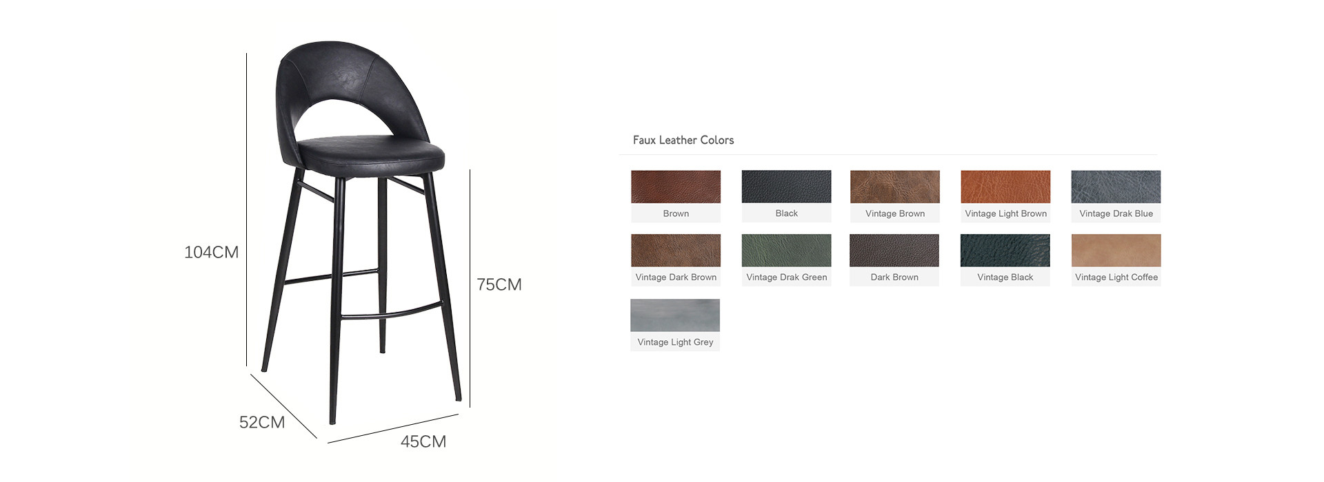 Faux Leather Bar Chair