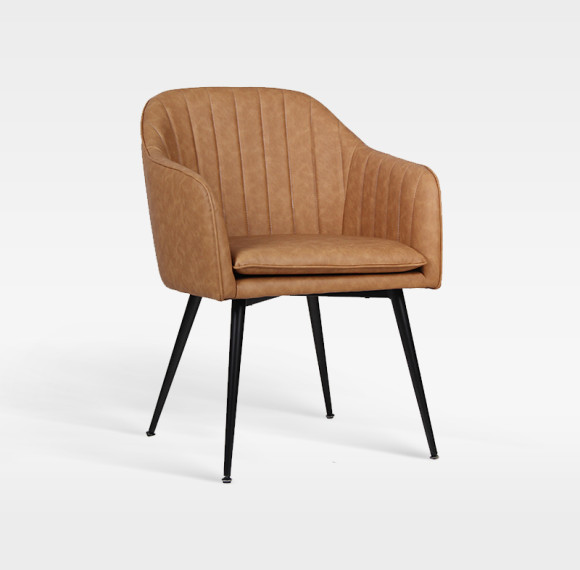 Luxury PU Leather Armchair With Sturdy Metal Frame For Hotel Dining Areas