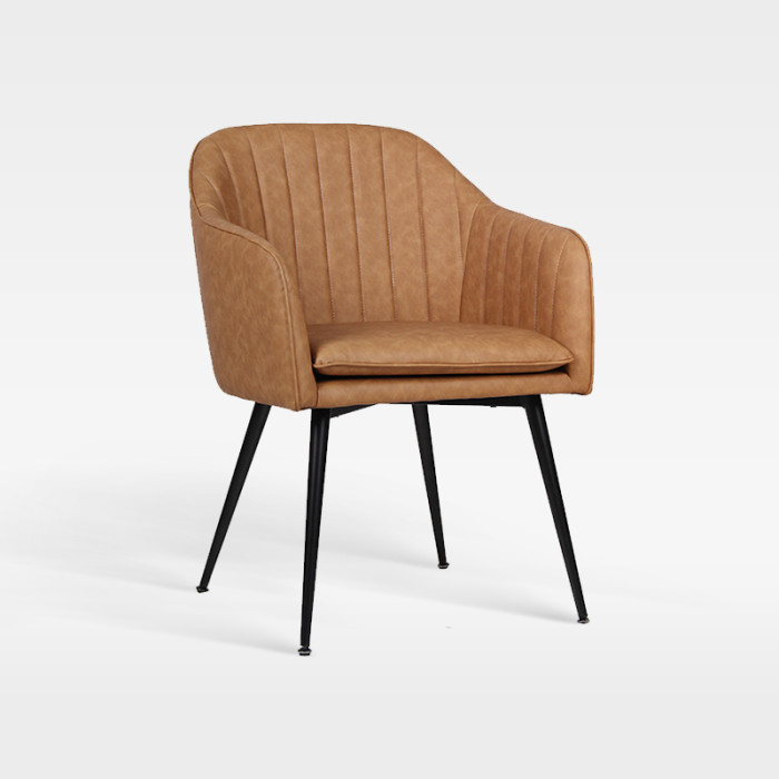 Luxury PU Leather Armchair With Sturdy Metal Frame For Hotel Dining Areas