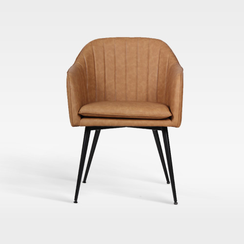 Luxury PU Leather Armchair With Sturdy Metal Frame For Hotel Dining Areas
