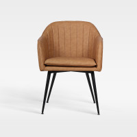 Luxury PU Leather Armchair With Sturdy Metal Frame For Hotel Dining Areas