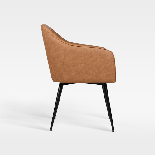 Luxury PU Leather Armchair With Sturdy Metal Frame For Hotel Dining Areas