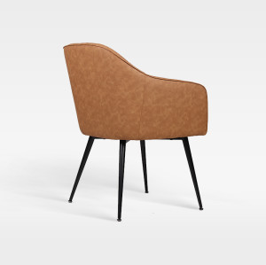 Luxury PU Leather Armchair With Sturdy Metal Frame For Hotel Dining Areas