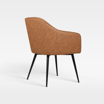 Luxury PU Leather Armchair With Sturdy Metal Frame For Hotel Dining Areas