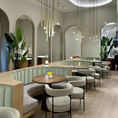 High-End Hotel Furniture Customizable Curved Booth Seating