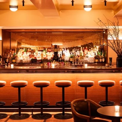 Modern Swivel Bar Stool With Footrest For Hotel Lobby & Bar Areas