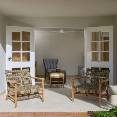 Outdoor Leisure Chair With Teak Frame For Hotel Patio & Balcony