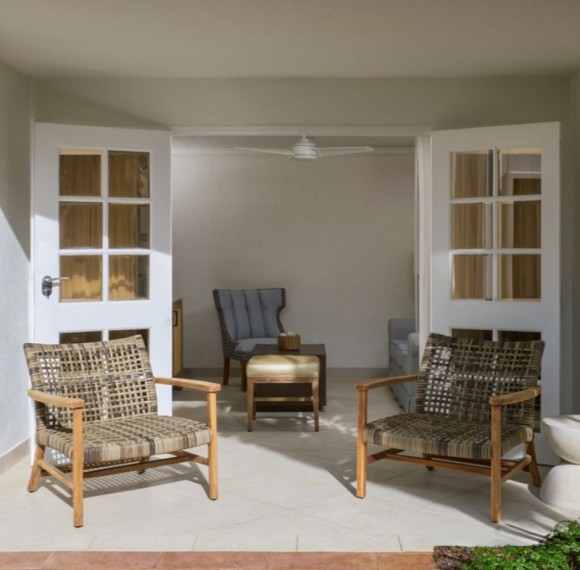 Outdoor Leisure Chair With Teak Frame For Hotel Patio & Balcony