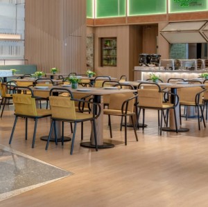 Minimalist Powder-Coated Table Base With Gold Accent For Hotel Tables