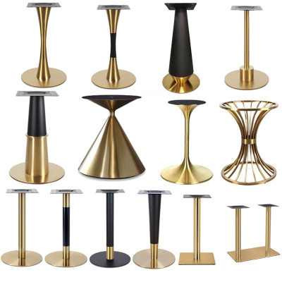 Minimalist Powder-Coated Table Base With Gold Accent For Hotel Tables
