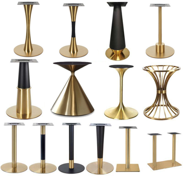 Minimalist Powder-Coated Table Base With Gold Accent For Hotel Tables