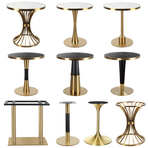 Minimalist Powder-Coated Table Base With Gold Accent For Hotel Tables