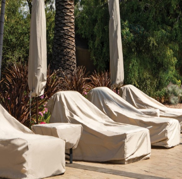 Custom Logo Outdoor Furniture Cover With Branded Fabric For Hotel Event & Banquet Spaces
