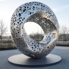 Modern Abstract Sculpture Set with Brushed Metal Finish for Hotel Gardens