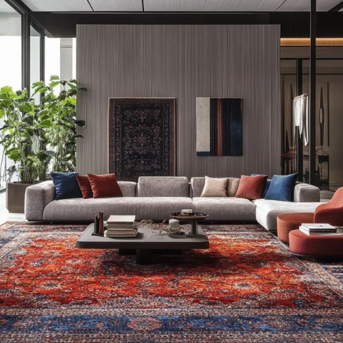 Vintage-Inspired Persian Rug For Modern Hotel Room & Lounge Lobbies Areas