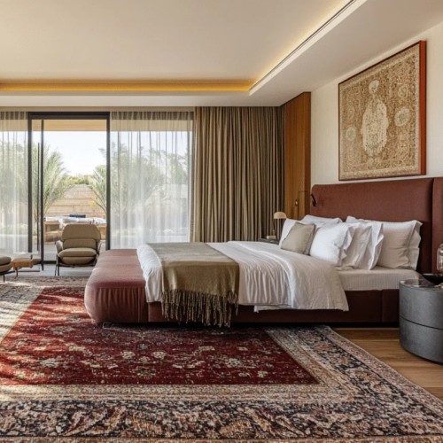Vintage-Inspired Persian Rug For Modern Hotel Room & Lounge Lobbies Areas