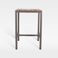 High End Teak Slatted Hotel Bar Table For Outdoor Hospitality Spaces