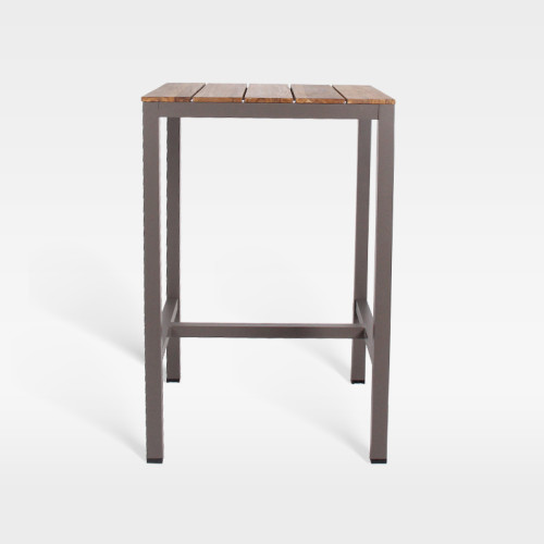 High End Teak Slatted Hotel Bar Table For Outdoor Hospitality Spaces