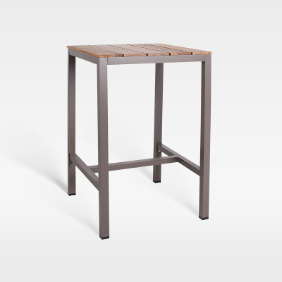 High End Teak Slatted Hotel Bar Table For Outdoor Hospitality Spaces
