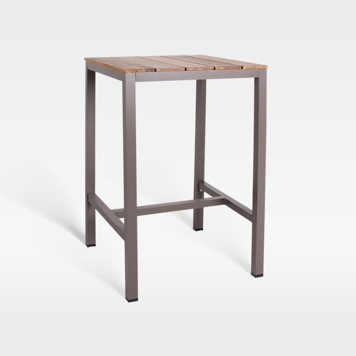 High End Teak Slatted Hotel Bar Table For Outdoor Hospitality Spaces