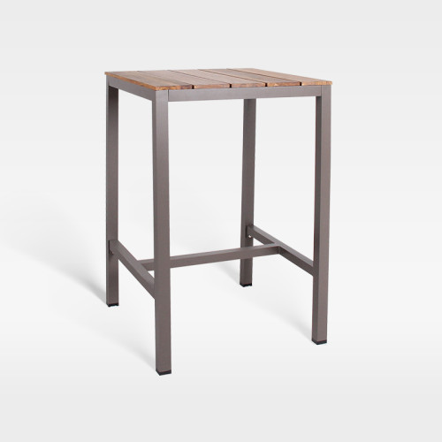 High End Teak Slatted Hotel Bar Table For Outdoor Hospitality Spaces