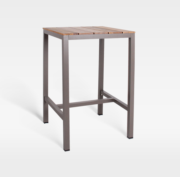 High End Teak Slatted Hotel Bar Table For Outdoor Hospitality Spaces